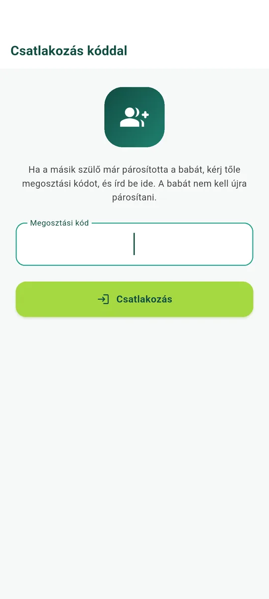 Ide írja be a másik szülő a kódot