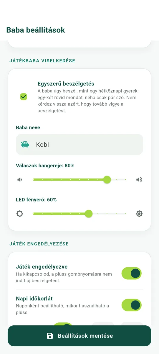 Az egyszerű beszélgetés kapcsolója bekapcsolva